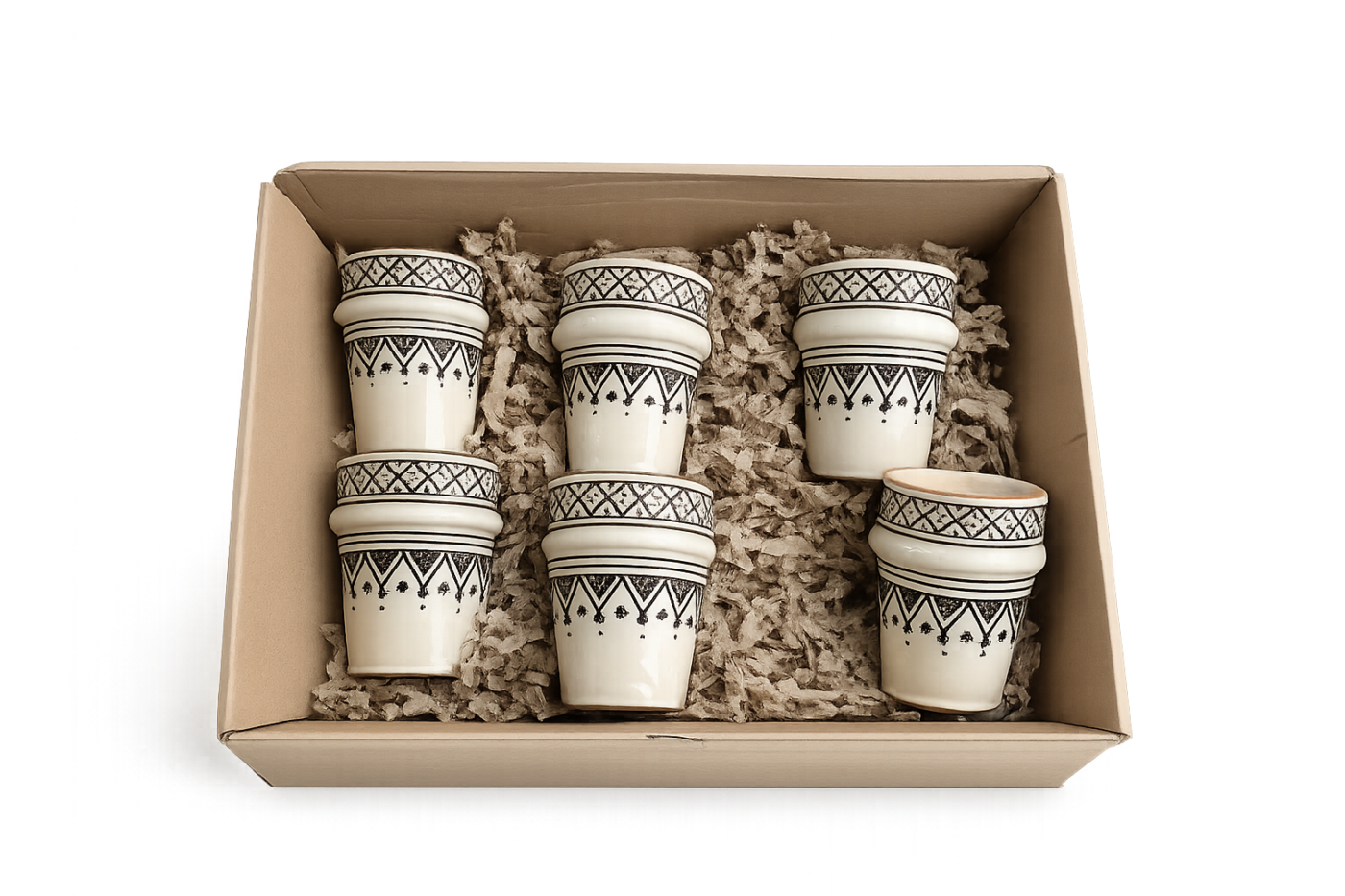 Coffret de six tasses artisanales berbères