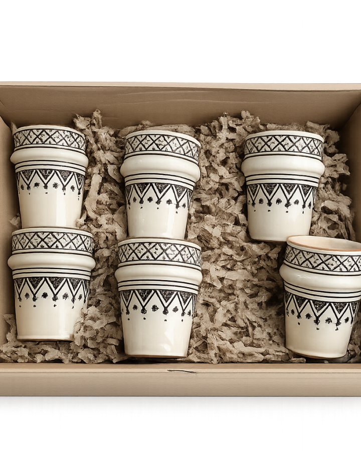 Coffret de six tasses artisanales berbères