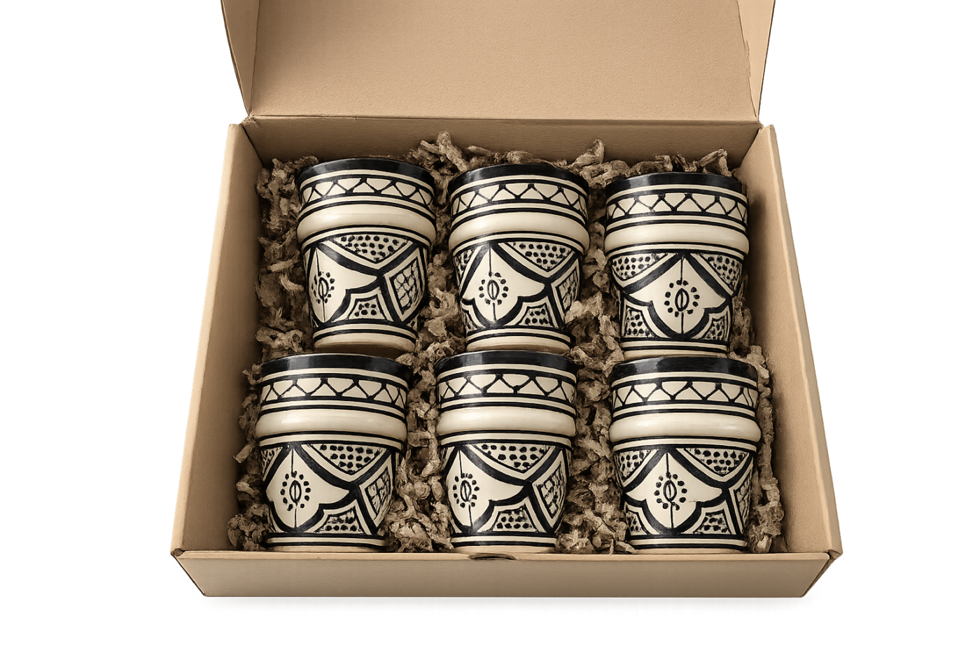 Coffret de six tasses marocaines décorées