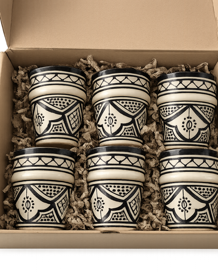 Coffret de six tasses marocaines décorées
